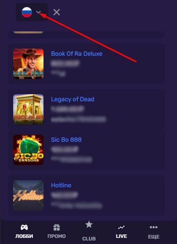 Сменить язык сайта